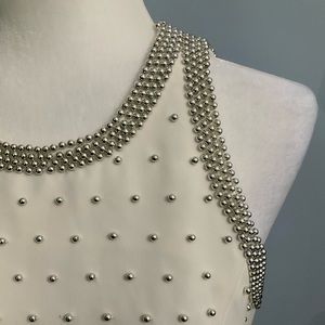 COPY - Carmen Marc Valvo beautiful silver beaded cocktail dress